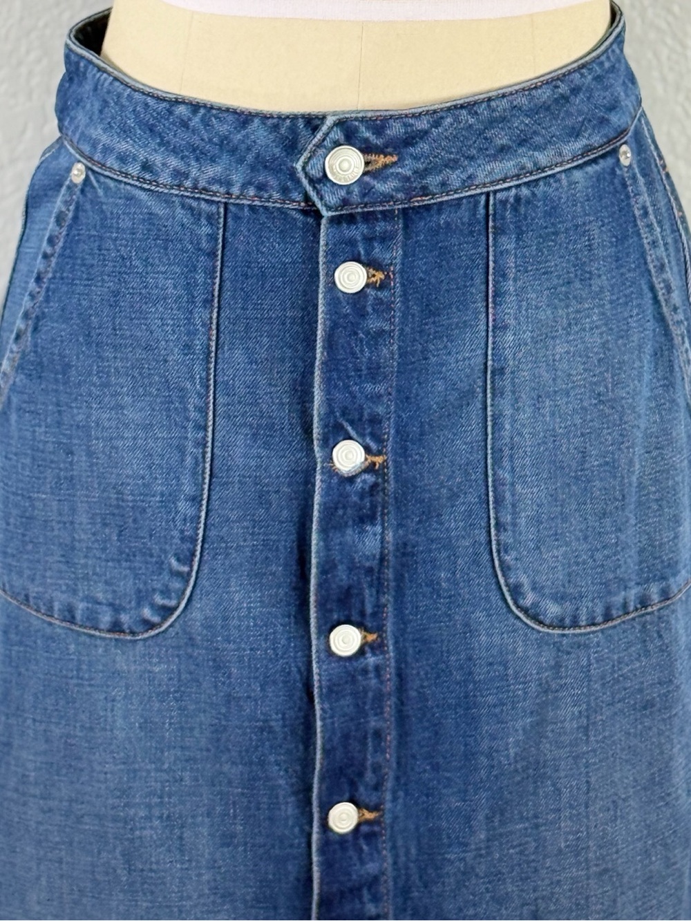 Daily Blue Tephy Button Down Denim A-Line Skirt size Small - Picture 6 of 16